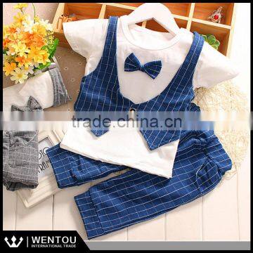 Summer Lattice Vest Tie Bow-tie Baby Boy Suit photo-2