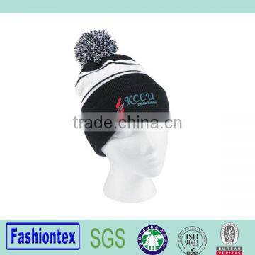 Two-Tone Knit Pom Custom Beanie w/ Cuff