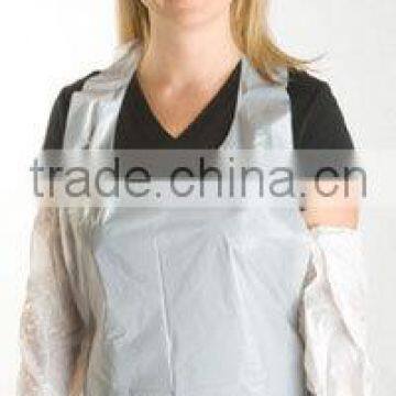 Hot sale! Household white/blue durbal pe plastic apron disposable