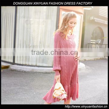 Latest Designer Pregnant Womens Long Sleeve Knitted Dresses Ladies Soft Fabric Maxi Dress