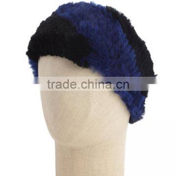 SJ622-01 Fashionable Black Dark Blue Fluffy Soft Rabbit Headwear for Women