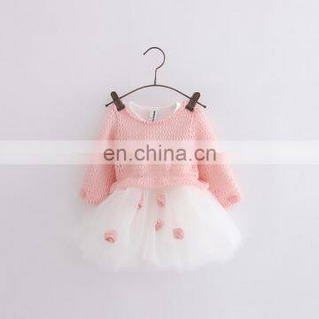 Crochet Tulle Baby Girl Dress Blush Petal Tulle Toddler Frock Long Sleeve Princess Costume