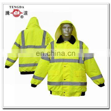 flourescent yellow reflective safety nylon winter rainwear