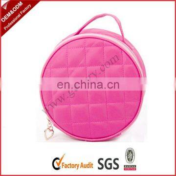 Fashionable Pink Nylon Quilted Coin Purses /Round Cluth Purses