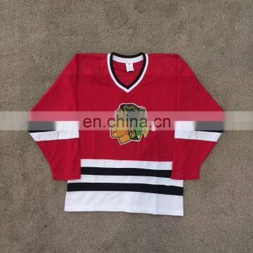 NHL 100% polyester Custom Name/Number Red Chicago Blackhawks Hockey Jersey For Fans