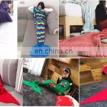New Arrival Spring Winter Mermaid Tail Sofa Blanket Super Soft Warm Handmade Crocheted Blanket Knitting Wool For Adult photo-2