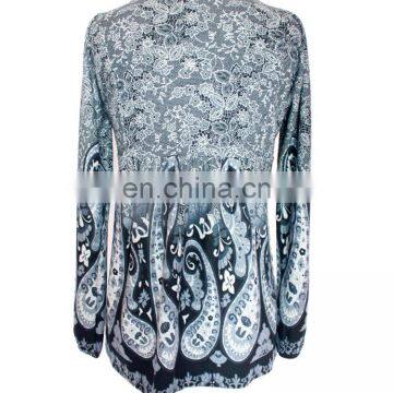 Front Embroidery and Paisley Print Komono Blouse For Women photo-2