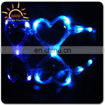 2015 Novetly led flashing heart shape frame sunglasses Led glasses for unisex