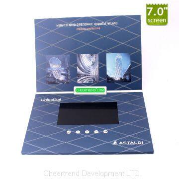 A4 7 inch hardcover video brochure,video book and video card for invitation,advertising or promotion