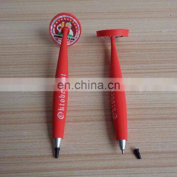 red logo printed free mould rubber fridge magnet ball pen