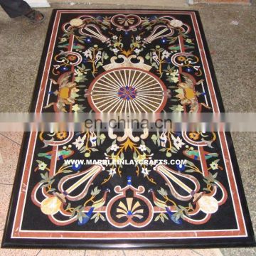 Exclusive Black Marble Inlay Dining Table Top