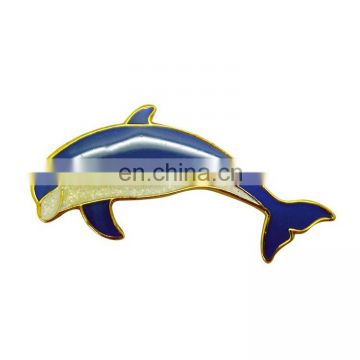 custom cute dolphin metal badge with epoxy wholesale