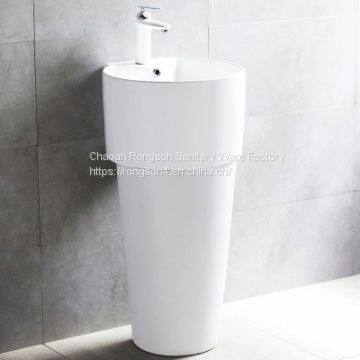 New popular ceramics two piece big floor mounted white pedestal wash hand basin sinks