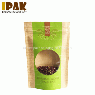 Custom Design Stand Up Kraft Paper Food Packaging Pouch With Window photo-2