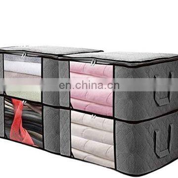 4 Large Capacity Clothes non woven Foldable Storage Bag Organizers with Clear Window for Comforters, Clothes, Blankets, Bedding