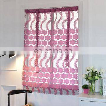 Polychromatic flower extra long voile curtains