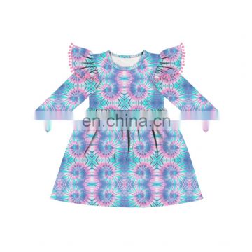 KIds Pom Pom Dress Girls Clothing Boutique Tie Dye Dress