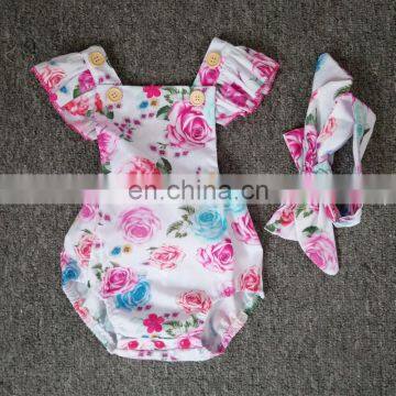 Beautiful Summer Newborn Baby Bodysuit Floral Cotton Infant Rompers photo-2