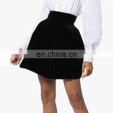 TWOTWINSTYLE Velour Ruched Skirt For Female Casual High Waist Autumn A-Line Women's Skirts Fashion