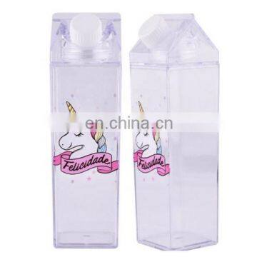Square Reusable Custom Logo Transparent Clear Milk Carton Shaped Plastic Water Bottle photo-3