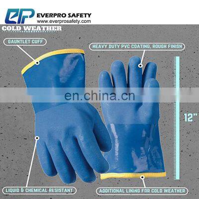 Heavy Duty PVC Winter Work Gloves With Gauntlet Cuff Liquid And Chemical Resistant photo-4