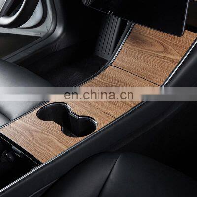 Carest Model3 Car Center Console Wrap Sticker For Tesla Model 3 Y Wood Console Grain Accessories For Tesla Model Three Accessory photo-5