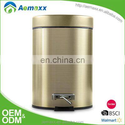 Новая поставка мусорного ведра из латуни золотистого цвета с мягко закрывающейся крышкой photo-3