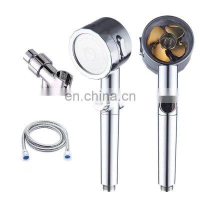 Innovative 3 Function bath power turbo water high pressure turbo showerhead propeller turbocharged filtering vortex shower head