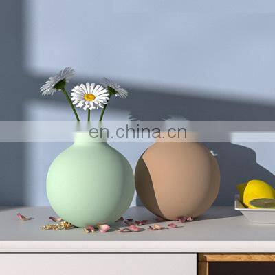 Morandi Matt Color Nordic Round Design Model Home Room Flowers Decorative Ornament Ceramic Vase photo-4