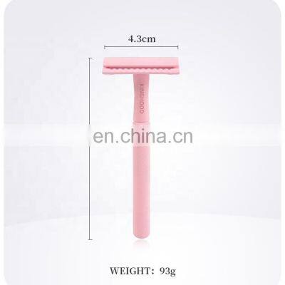 Women Lady Girl Body Cleaning Pink Private Label Eco-Friendly Changeable Long Double Edge Safety Razor Best Gift photo-2
