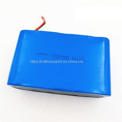 Waterproof Rechargeable 11.1V 12V 12Ah 18650 lithium ion battery for solar street lighting pole