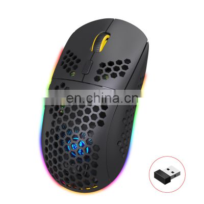 HXSJ T90 2.4G wireless mouse RGB luminous wireless game TYPE-C rechargeable mouse 750 mAh spot wholesale