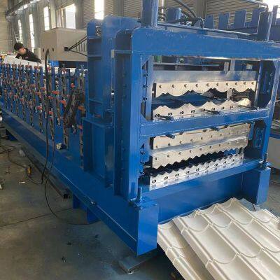 Howann Three Layer Roof Slate Tile Making Machine Corrugated Sheet Roof Roll Forming Machine photo-2