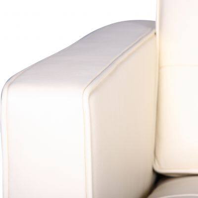 Florence Knoll Style Tufted Leather 2-Seater Sofa, Modern White Loveseat With Stainless Steel Base for Living Room Hotel photo-3