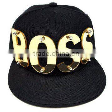 Men's 3D Letter Boss Rivets Bolt Hip Hip Adjustable Snapback Cap