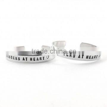 customized hot sale silver plated Sisters at heart armbanden cuff bracelet