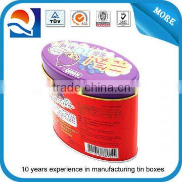 Customed printed oval candy metal tin box with high quality