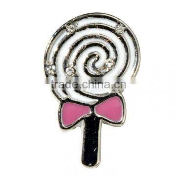 Zinc Alloy Lollipop Enamel & Crystal Slide Charm for Pet Collars