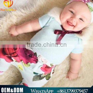 2016 New Arrived Organic Cotton Baby Romper Clothes Floral Baby Jumpsuit