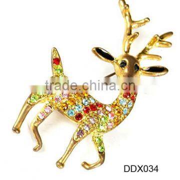 Deer brooches in bulk,cheap animal sharped brooches with pin, costume brooch with rhinestone