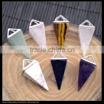 LFD-0042P ~ wholesale Rose Quartz/Amethyst/Agate Pyramid Reiki Charm Beads Stone Crystal Pendant Jewelry Finding