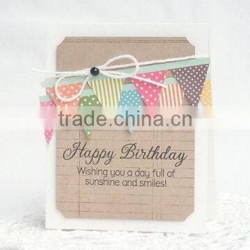 Birthday Greeting card/handmade card with cotton string and hangtag