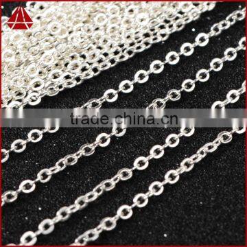 14 Inch Silver Plated Copper Finished Chain Necklace Finding Golden Flat Cable Chain With Losbter Clasp