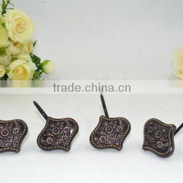 Golden Brown Flower Shower Curtain Hooks photo-2