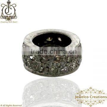 Diamond Studded Spacer Findings, Sterling Silver Finding, Handmade Finding , Diamond Jewelry Component Wholesale Supplier