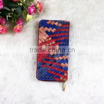 High Quality Fashion Mulitcolor Female PU Square Patteren Cluth Wallet