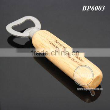 Custom Laser Engraved Names Wedding Souvenir Wooden Handle Stainless Steel Metal Beer Opener Wood photo-5