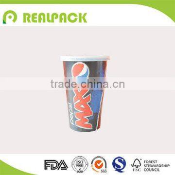 Custom logo printed cold drink paper cups with ps lid