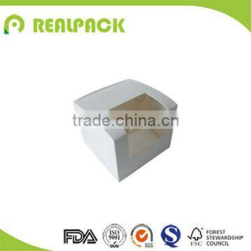 White paper board cake box with window