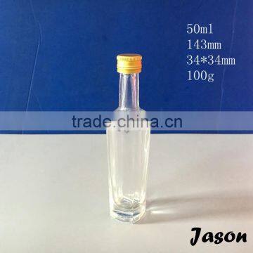 50ml transparent glass olive oil bottle